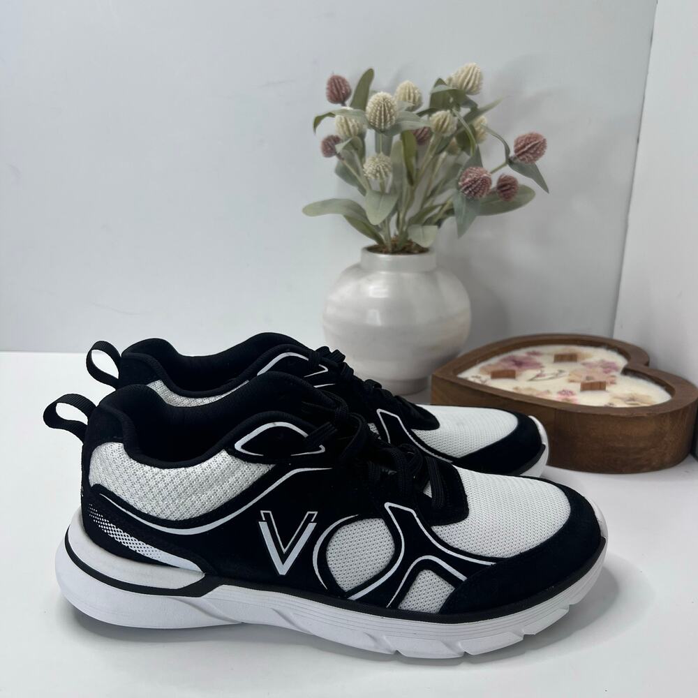 Vionic Walk Parkside Comfort Orthotic Sneakers Black White Women 10M Tried On
